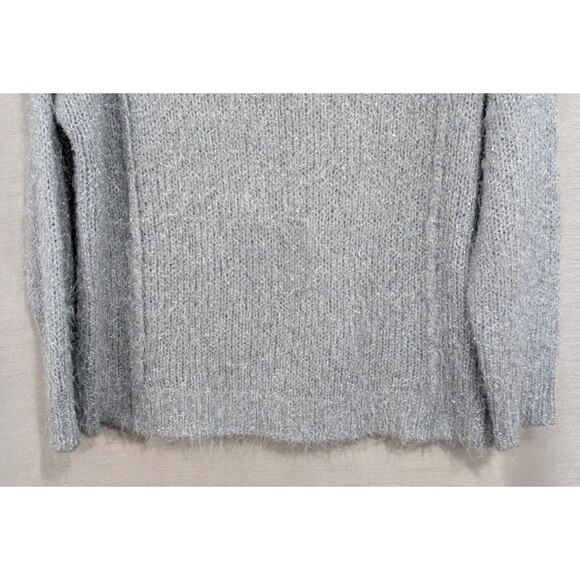 JLO Jennifer Lopez XS Gray & Silver Sparkly Sweater Holiday Festive New Year's - Picture 11 of 14